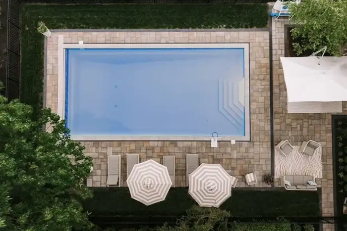 Custom 20x40 swimming pool and Unilock paver patio in New Albany, Ohio