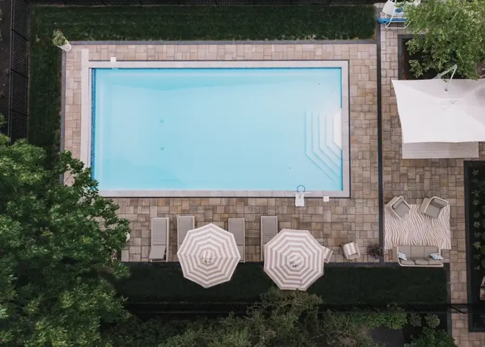Custom 20x40 swimming pool and Unilock paver patio in New Albany, Ohio