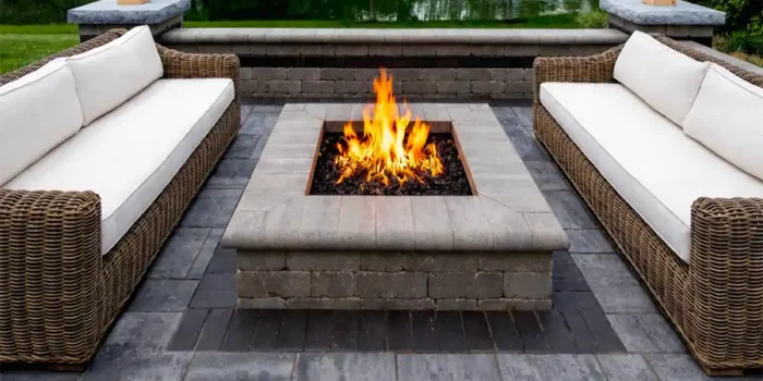 Beacon Hill granite fusion pavers and a cedar pergola