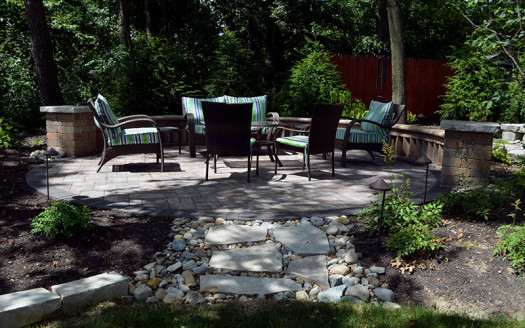 circular Unilock paver patio Gahanna Ohio