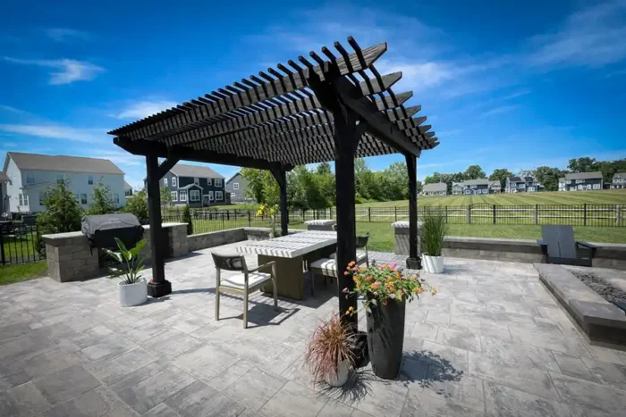 Unilock Beacon Hill Granite Fusion with Berlin Gardens Outback Pergola